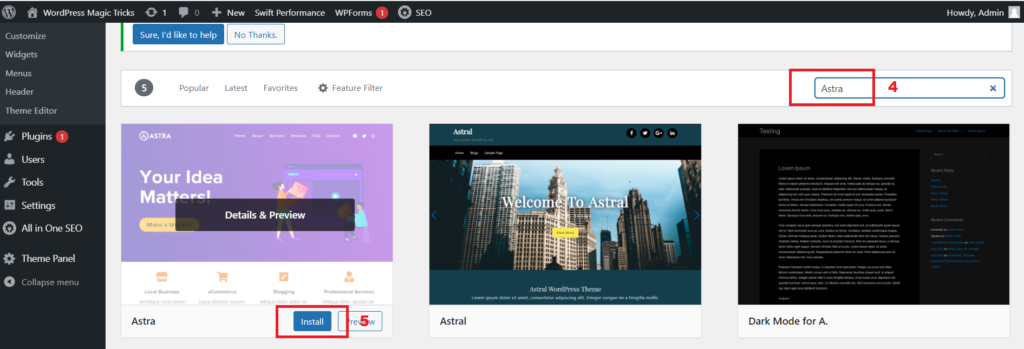 How to install astra theme in wordpress