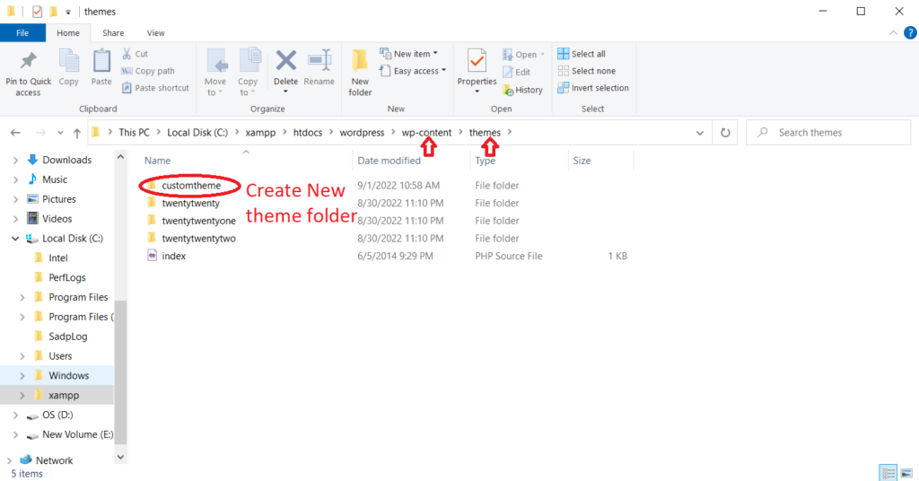 custom wordpress theme name folder